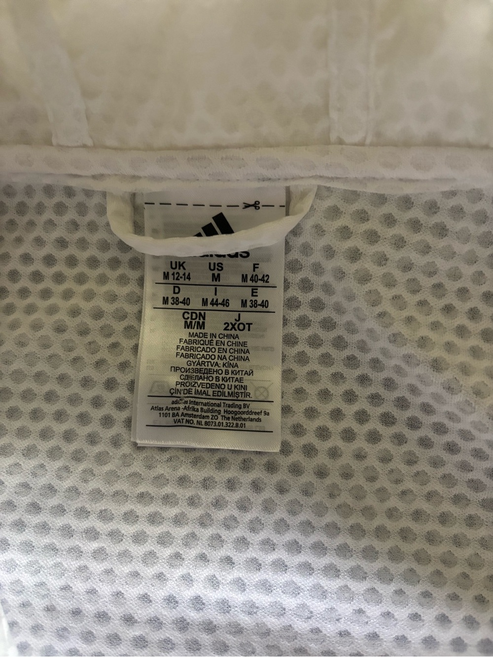 adidas White Mesh Hooded Bomber Jacket - Picture 3 of 4